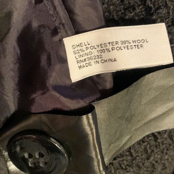 Liz Claiborne Black Wool Blend Pea Coat Sz L - Picture 7 of 8